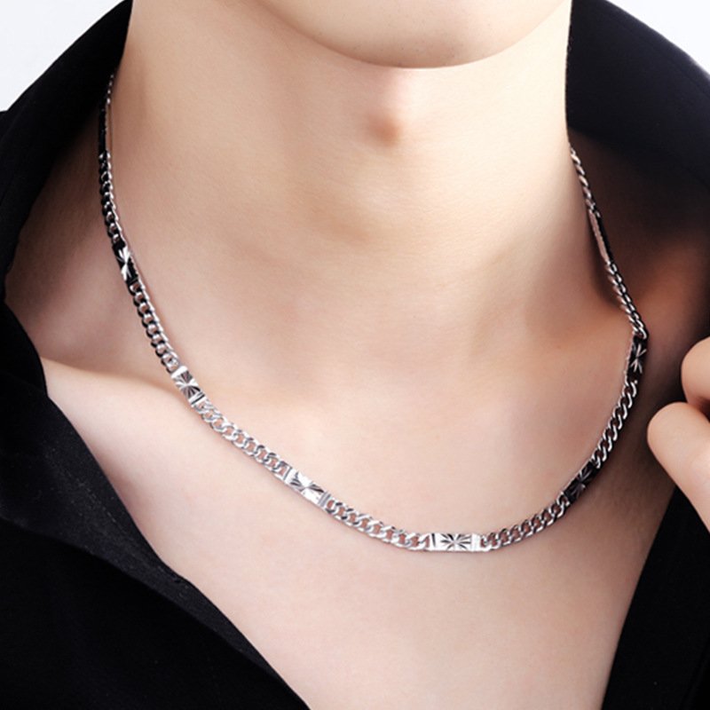 Car flower men's necklace domineering trendy men's chain personality matching chain Valentine's day gift for boyfriend gift