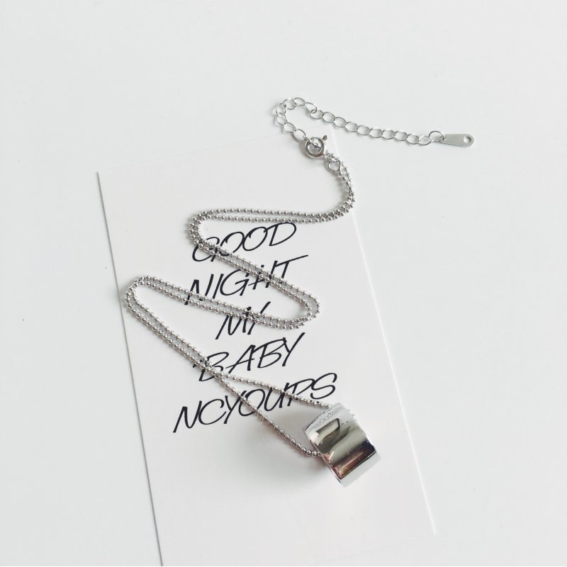 S925 sterling silver round tube geometric shape modern personality necklace pendant