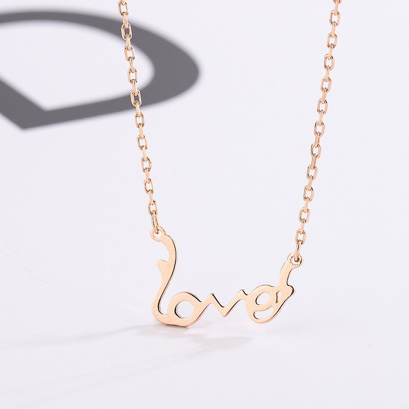 s999 sterling silver love necklace female English letters niche clavicle high-end pendant