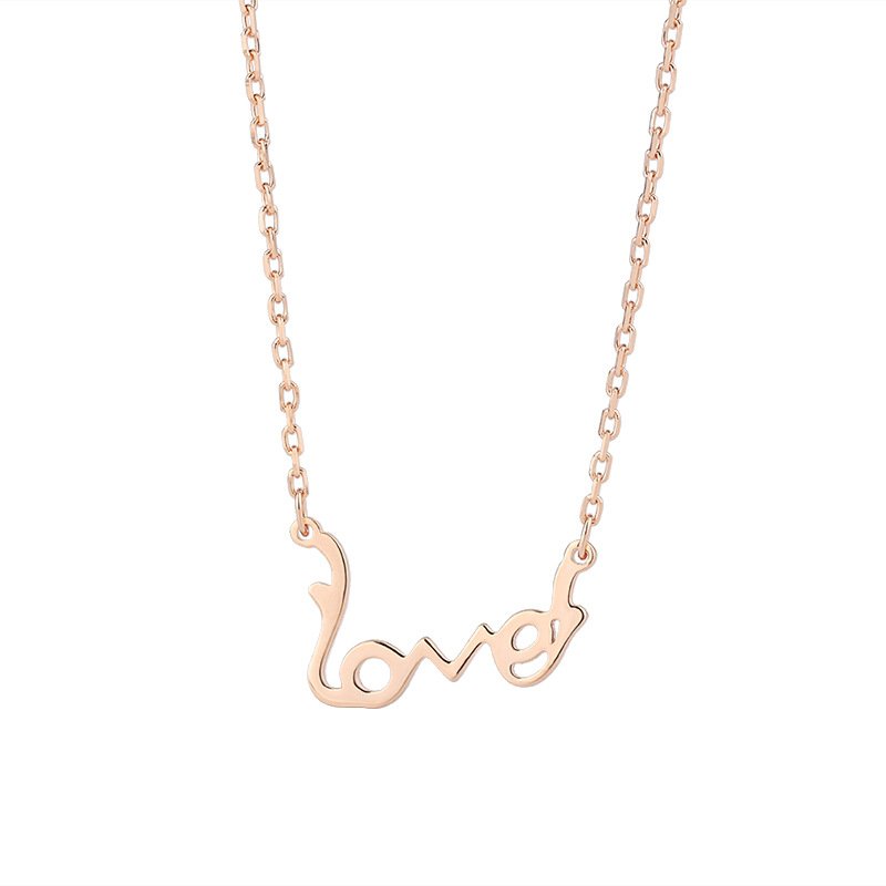 s999 sterling silver love necklace female English letters niche clavicle high-end pendant