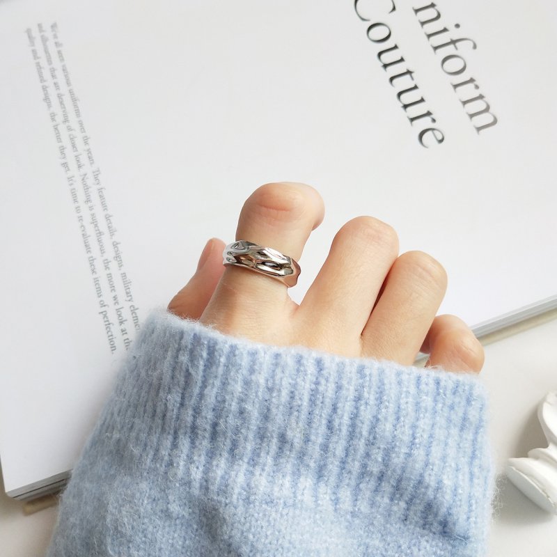 Designer S925 Sterling Silver Tinfoil Ring Simple Ring