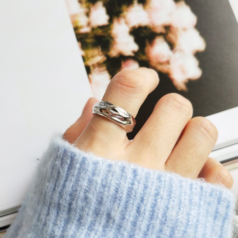 Designer S925 Sterling Silver Tinfoil Ring Simple Ring