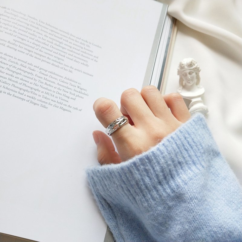 Designer S925 Sterling Silver Tinfoil Ring Simple Ring