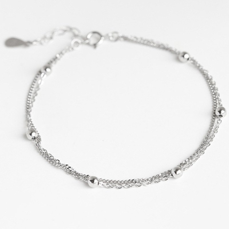 Simple bead fine bracelet for girls, double round bead hand jewelry, fashionable and fresh temperament, girlfriend wrist accessories Simple bead fine bracelet for girls, double round bead hand jewelry, fashionable and fresh temperament, girlfriend wrist accessories