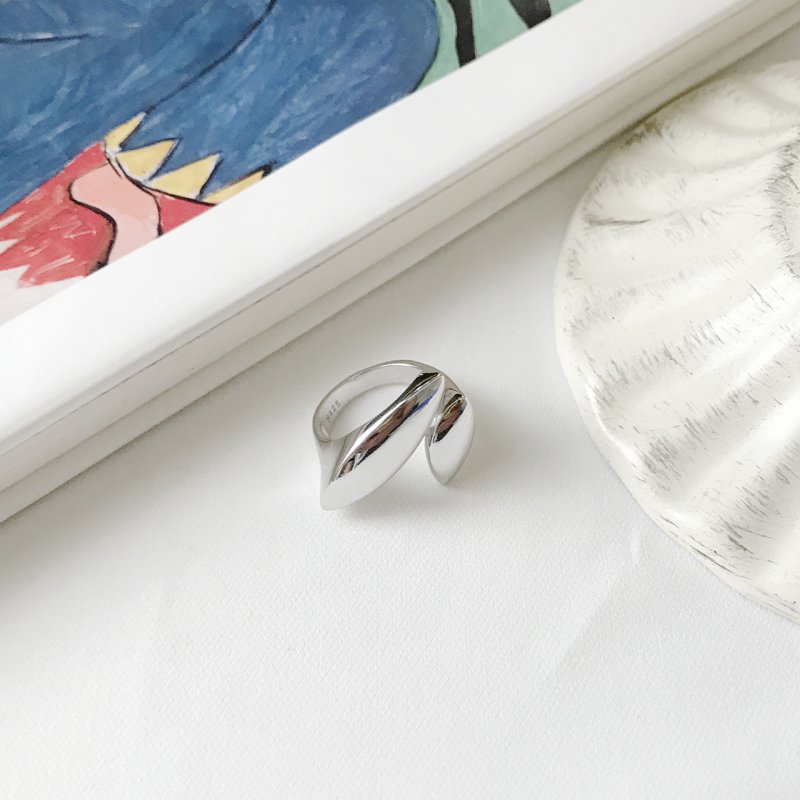 S925 sterling silver combination geometric surface smooth simple ring open ring