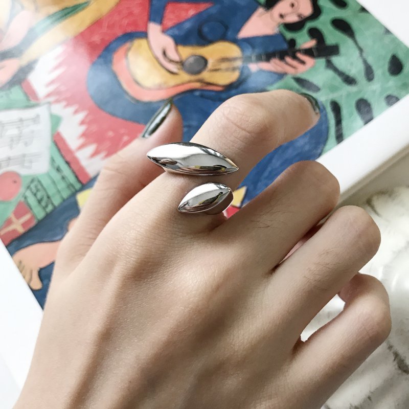 S925 sterling silver combination geometric surface smooth simple ring open ring