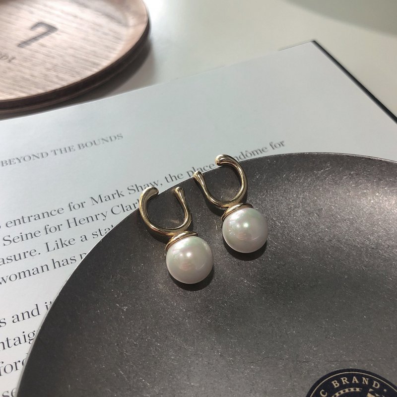 925 sterling silver earrings female U-shaped pearl earrings workplace beauty earrings earrings net red earrings
