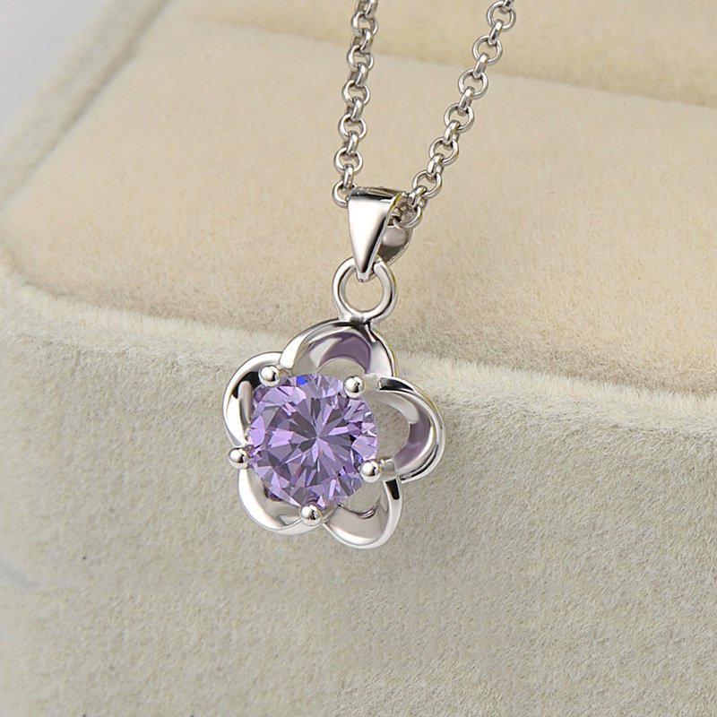 Fashion Pendant Alice Clavicle Necklace Plum Flower Pendant Women's Silver Single Pendant Jewelry
