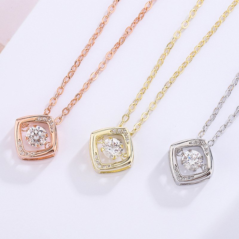 Light luxury 999 sterling silver simple geometric smart necklace female design sense necklace versatile sweater chain