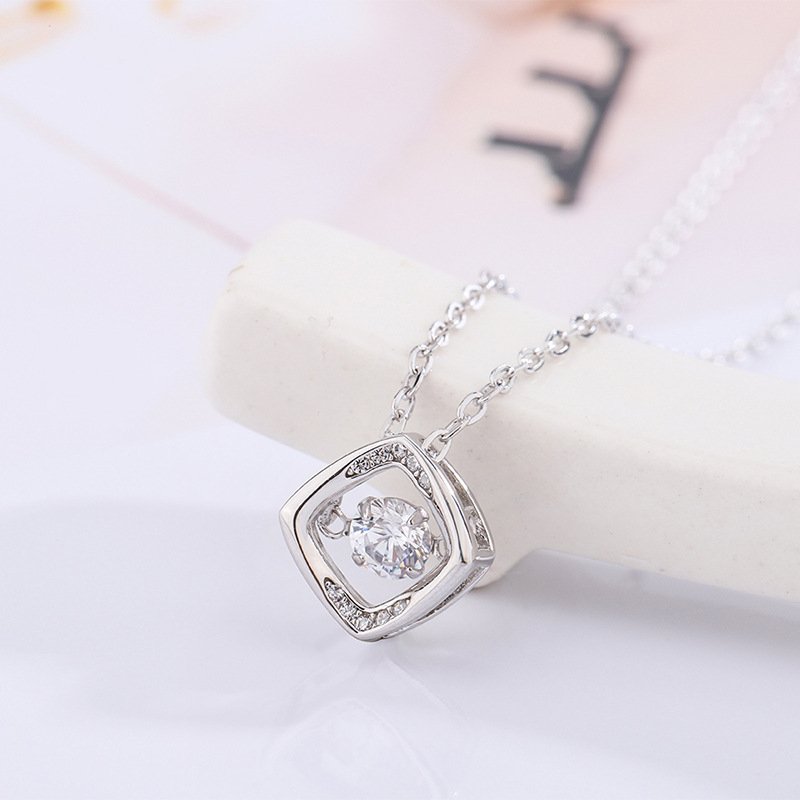 Light luxury 999 sterling silver simple geometric smart necklace female design sense necklace versatile sweater chain