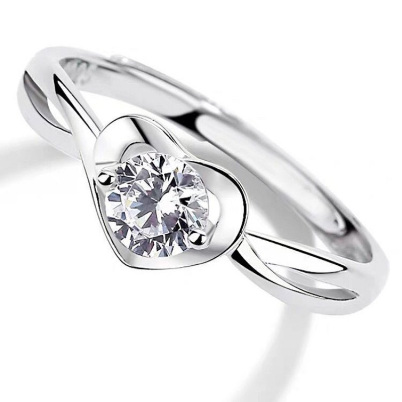 Heart-shaped ring female fashion personality wedding diamond ring confession gift open ring ring Heart-shaped ring female fashion personality wedding diamond ring confession gift open ring ring