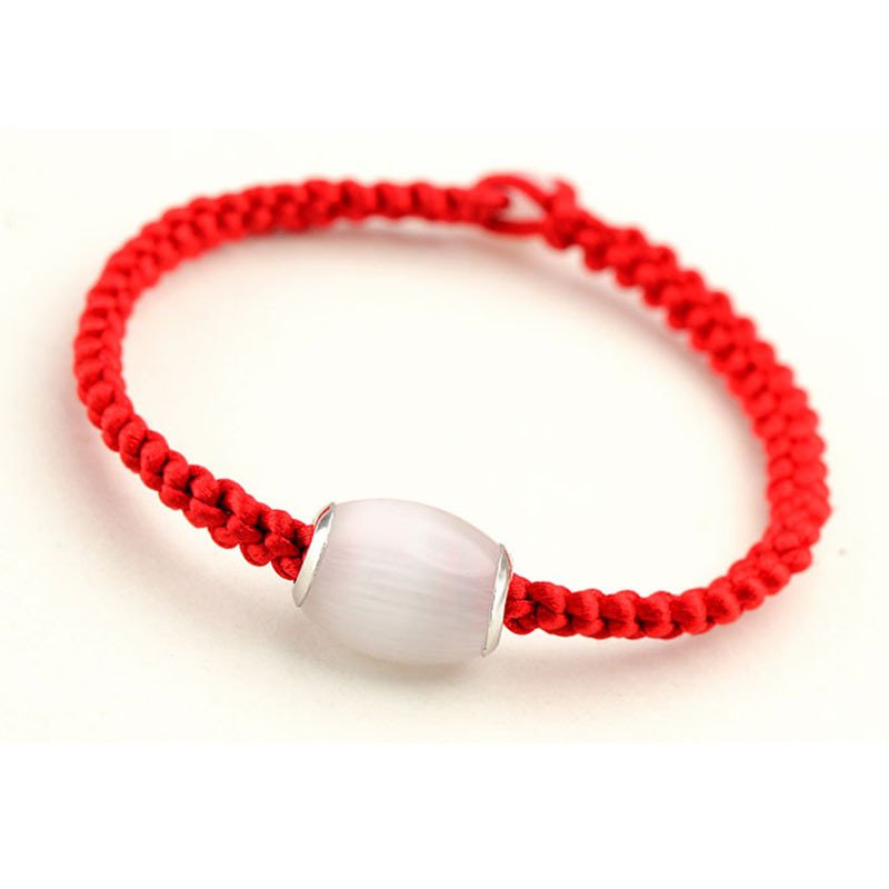 Lovers bracelets for men and women pink and white opal jewelry 925 silver red string bracelet for men and women
