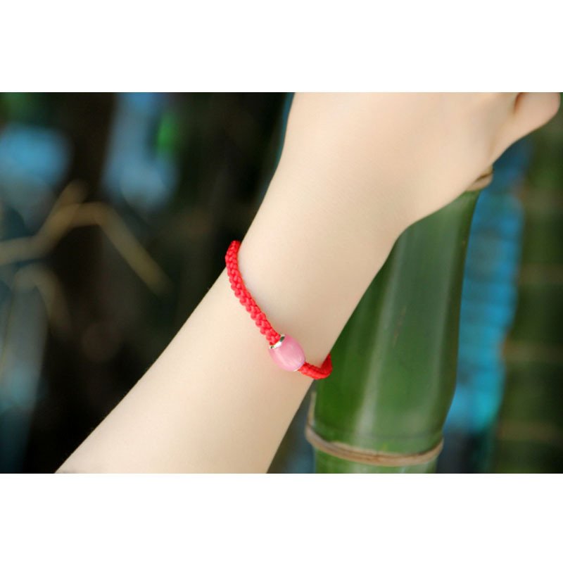 Lovers bracelets for men and women pink and white opal jewelry 925 silver red string bracelet for men and women