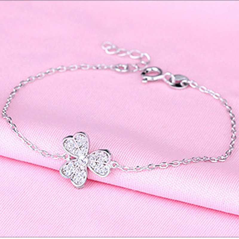 925 silver clover flower bracelet women fashion lucky clover bracelet jewelry