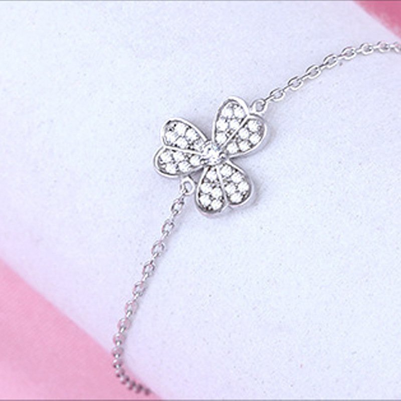 925 silver clover flower bracelet women fashion lucky clover bracelet jewelry