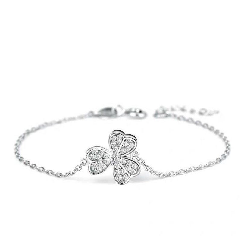 925 silver clover flower bracelet women fashion lucky clover bracelet jewelry