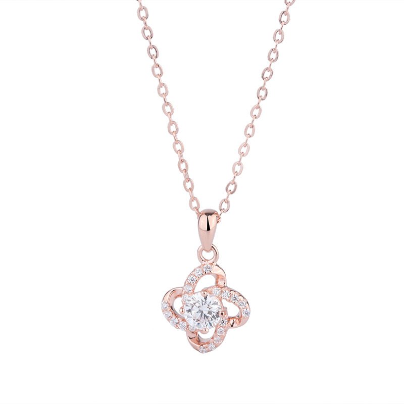 s999 sterling silver simple four-leaf clover necklace female exquisite fashion clavicle chain rotating flower pendant jewelry