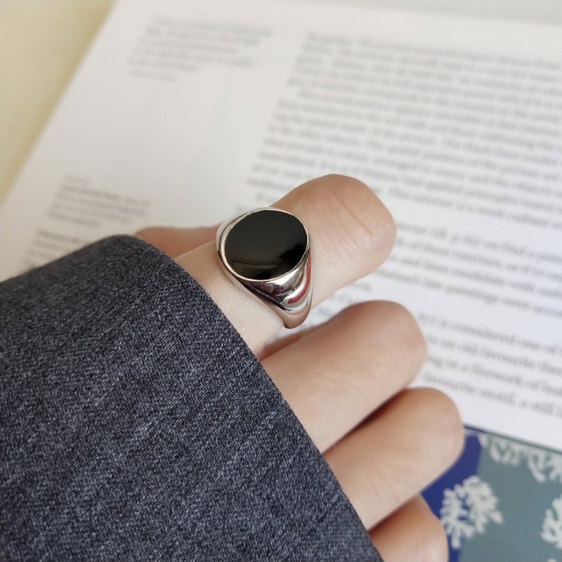 Jewelry 925 sterling silver retro heavy industry glossy epoxy open ring finger ring jewelry fashion