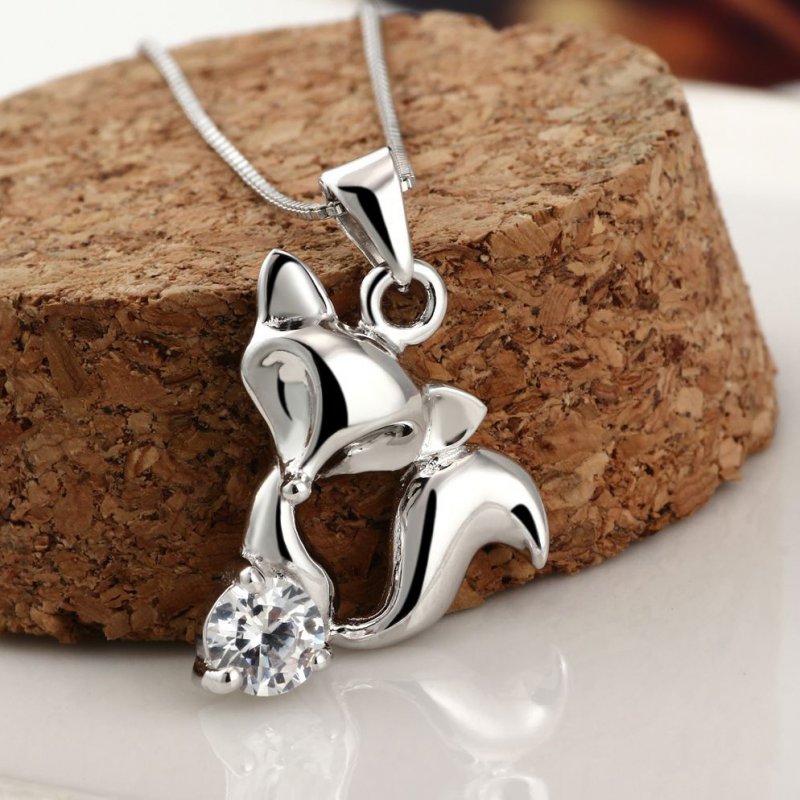 Silver Necklace Women's Fox Pendant National Jewelry Fashion Small Animal Jewelry Silver Jewelry