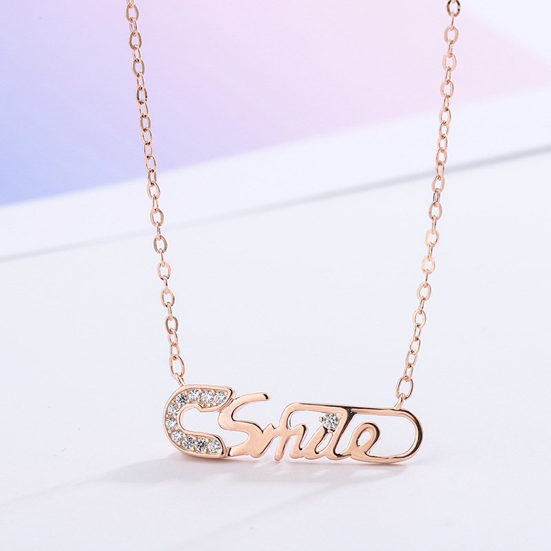 999 Sterling Silver English Letter Necklace Female Trend Simple Retro Fashion Student All-match Clavicle Chain