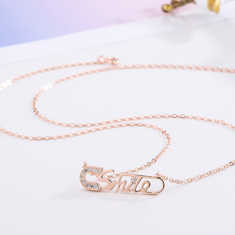 999 Sterling Silver English Letter Necklace Female Trend Simple Retro Fashion Student All-match Clavicle Chain