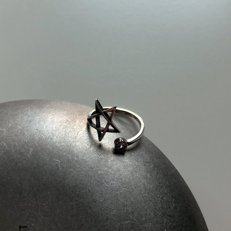 Minimalist wild trendy net red 925 sterling silver silver star ring ring index finger open ring