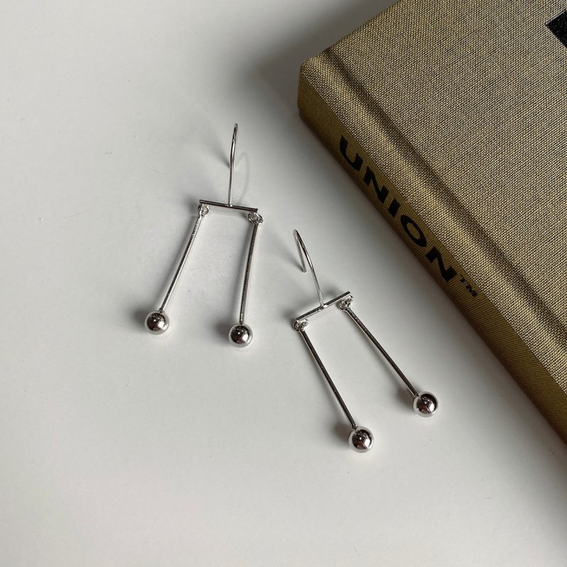 925 Sterling Silver Stud Earrings Nordic Style Simple Balance Silver Bead Earrings Earrings Earrings