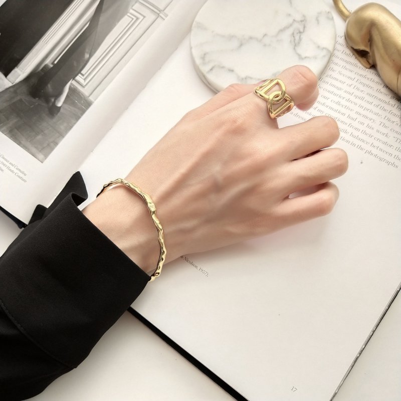 S925 sterling silver simple plain silver craft single line opening beating bangle bracelet