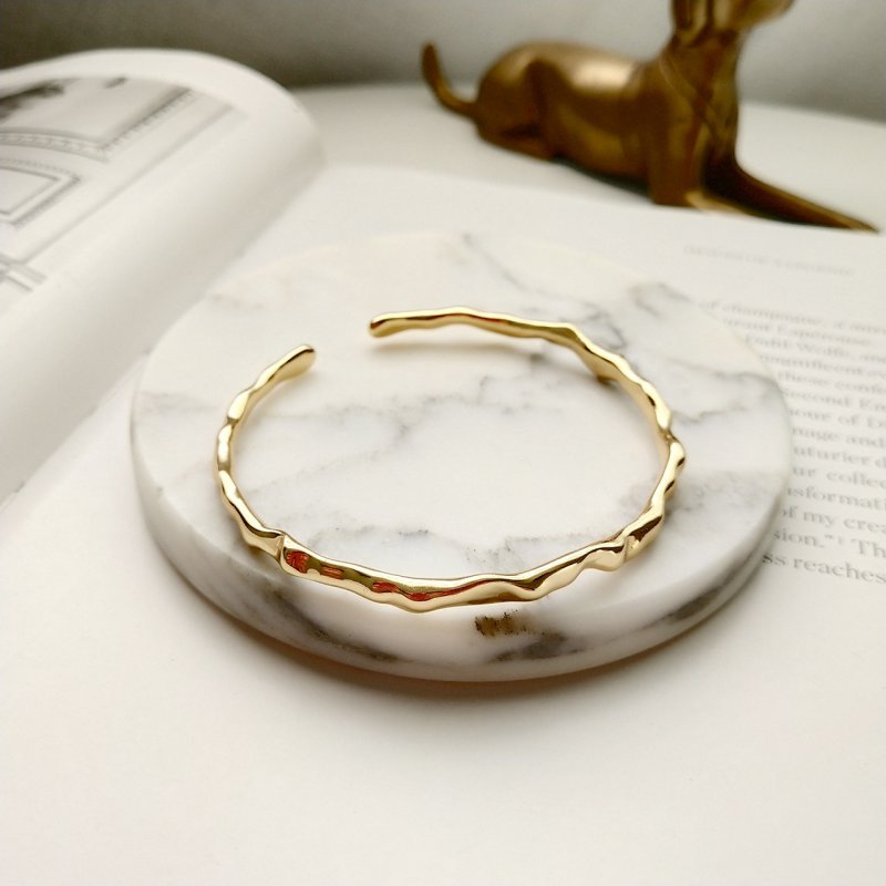 S925 sterling silver simple plain silver craft single line opening beating bangle bracelet