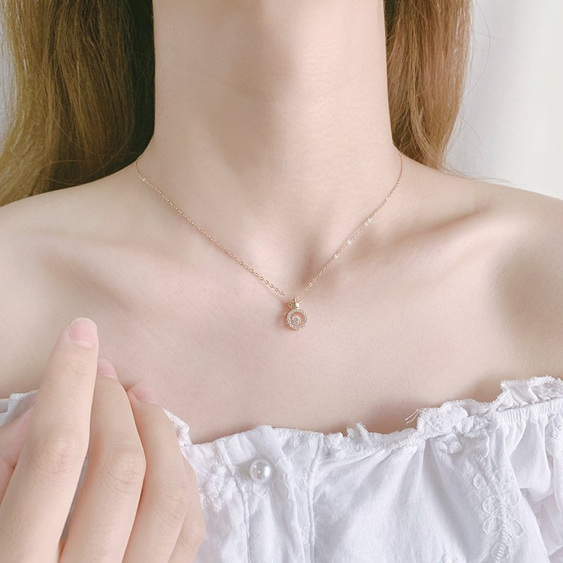 Simple s999 sterling silver crown smart necklace female beating heart diamond clavicle chain direct sale
