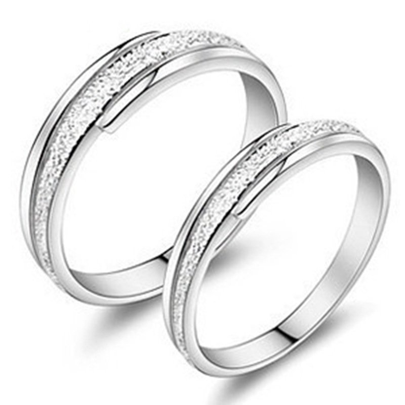 A pair of rings for men and women couples 925 silver closed fine frosted ring simple personality without diamonds