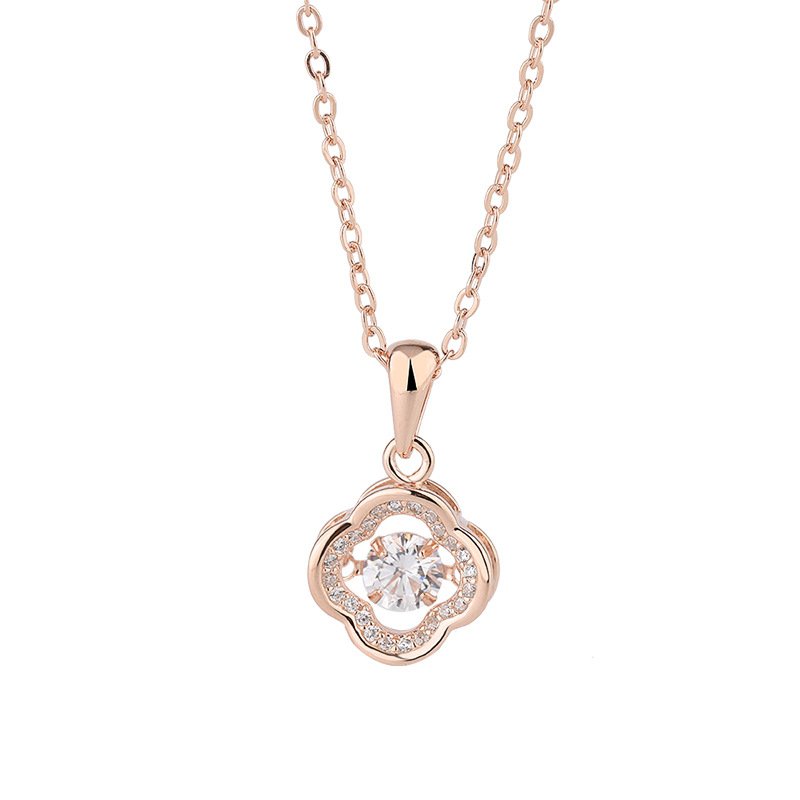 Creative s999 pure silver four-leaf clover smart necklace female simple beating heart pendant Christmas ornament