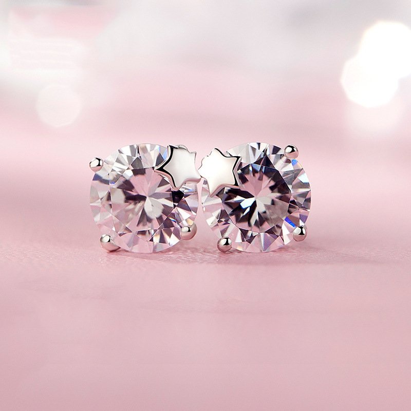 Silver pin earrings star diamond earrings women fashion simple personality