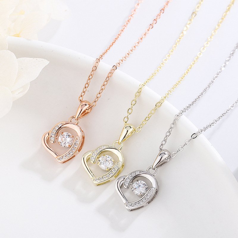 Creative smart necklace 999 sterling silver love necklace female beating heart pendant necklace direct sales