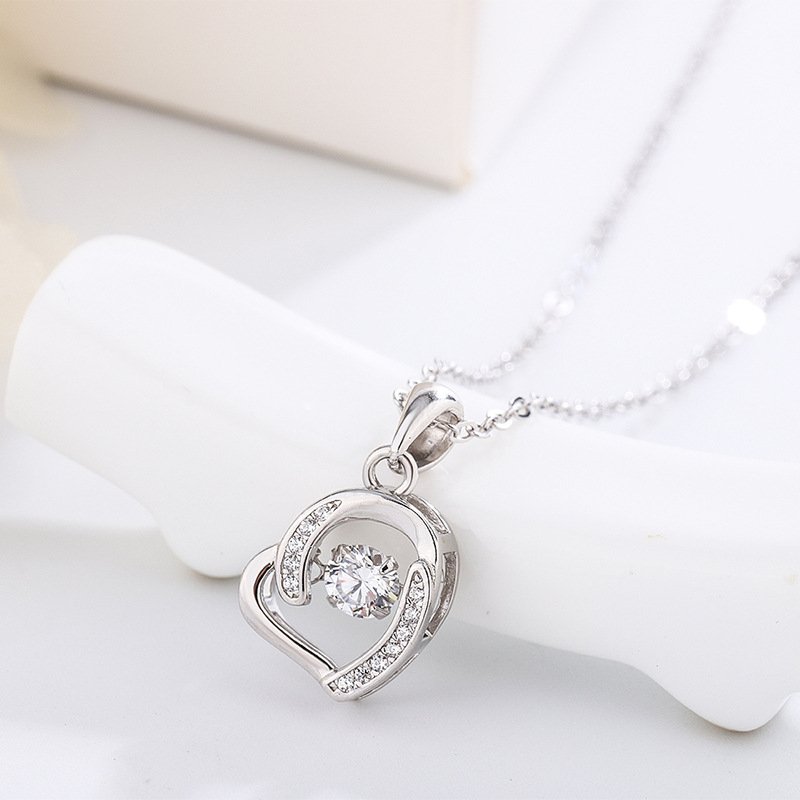 Creative smart necklace 999 sterling silver love necklace female beating heart pendant necklace direct sales