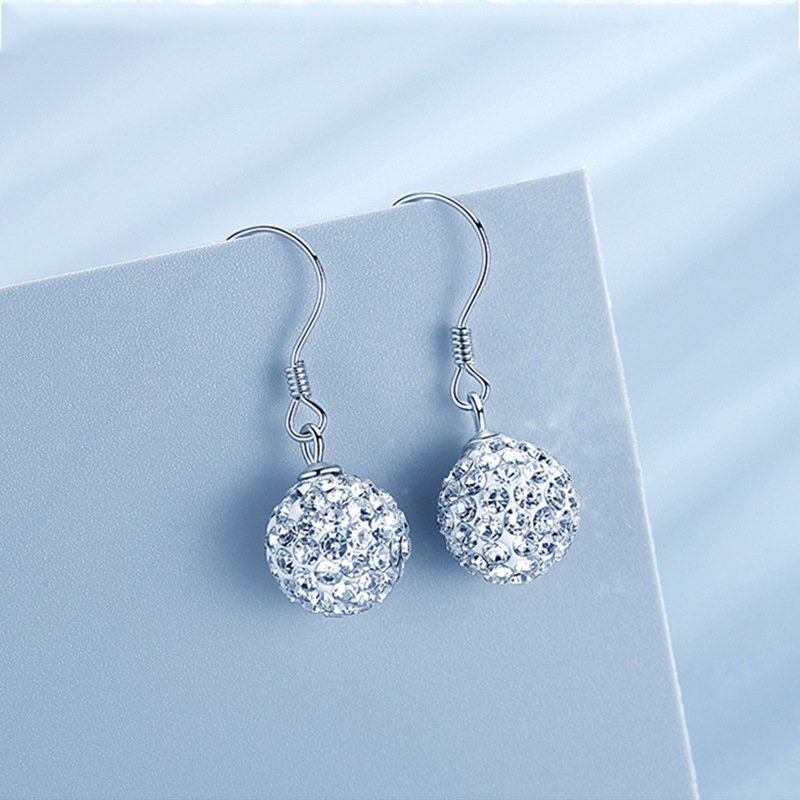 Shambhala earrings 925 silver fashion full diamond personality earrings rhinestone ball ear jewelry