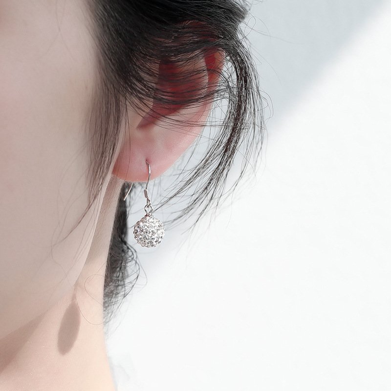 Shambhala earrings 925 silver fashion full diamond personality earrings rhinestone ball ear jewelry