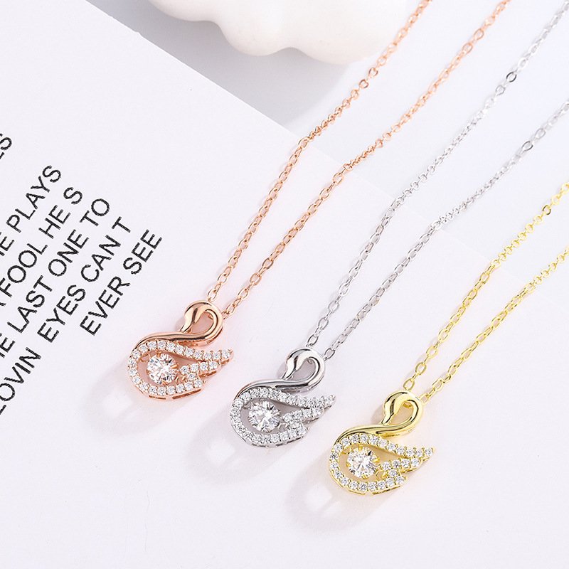 999 sterling silver Shijia Swan smart necklace female beating heart pendant short sweater chain