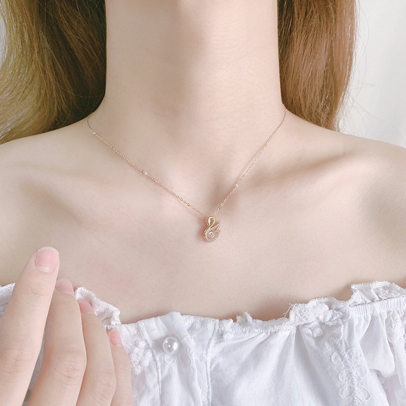 999 sterling silver Shijia Swan smart necklace female beating heart pendant short sweater chain