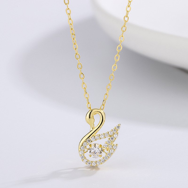 999 sterling silver Shijia Swan smart necklace female beating heart pendant short sweater chain