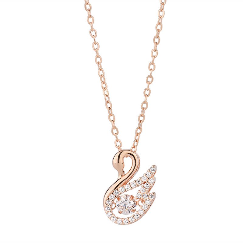999 sterling silver Shijia Swan smart necklace female beating heart pendant short sweater chain