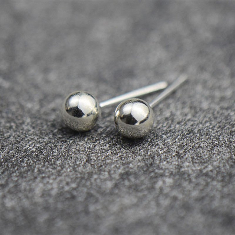 925 white stud earrings, ball big head studs for girls, simple studs, fashion silver jewelry earrings