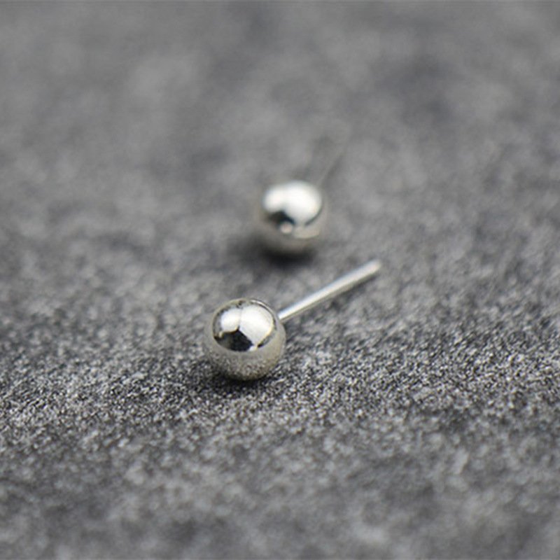 925 white stud earrings, ball big head studs for girls, simple studs, fashion silver jewelry earrings