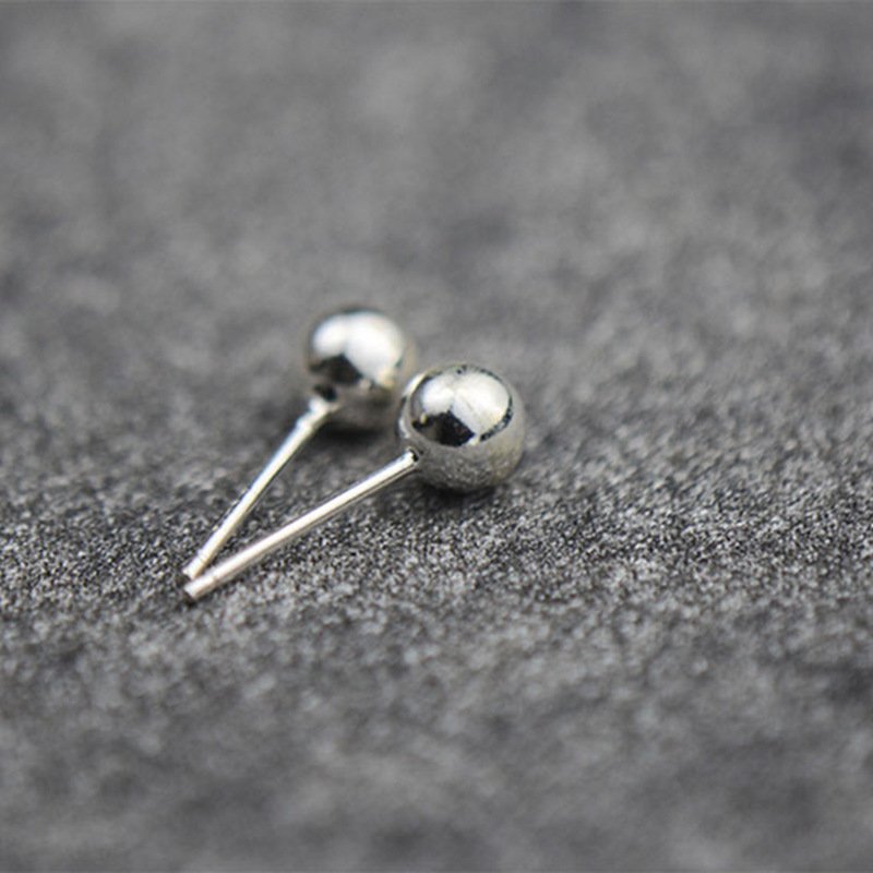 925 white stud earrings, ball big head studs for girls, simple studs, fashion silver jewelry earrings