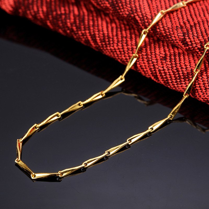 Gold melon seed necklace Ladies fine gold chain Vietnamese sand gold bridal necklace