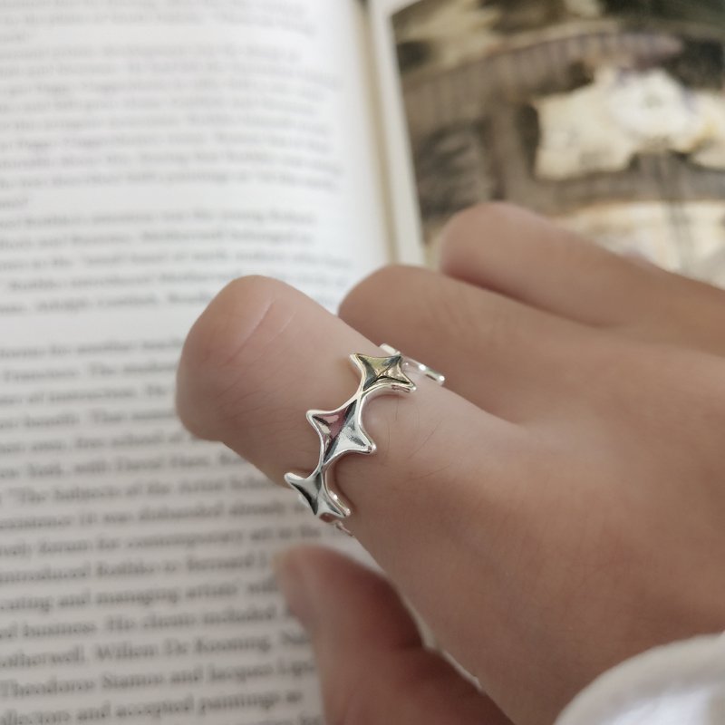 Jewelry 925 sterling silver retro distressed ring personalized jewelry fashion irregular star ring