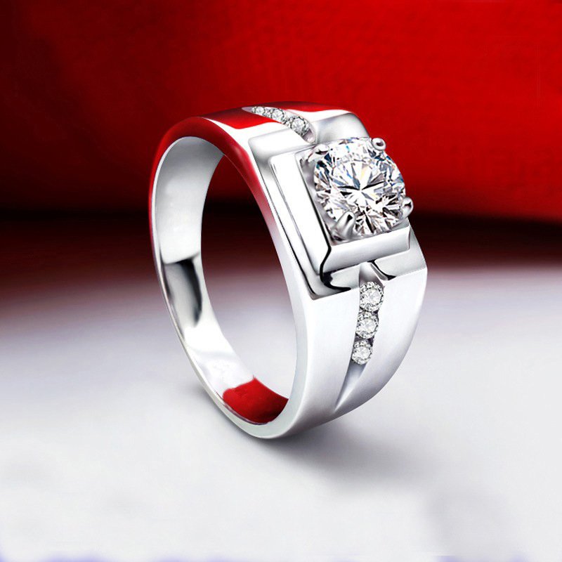 Domineering men's ring wedding ring ring open couple ring simple platinum female ring wedding prop ring