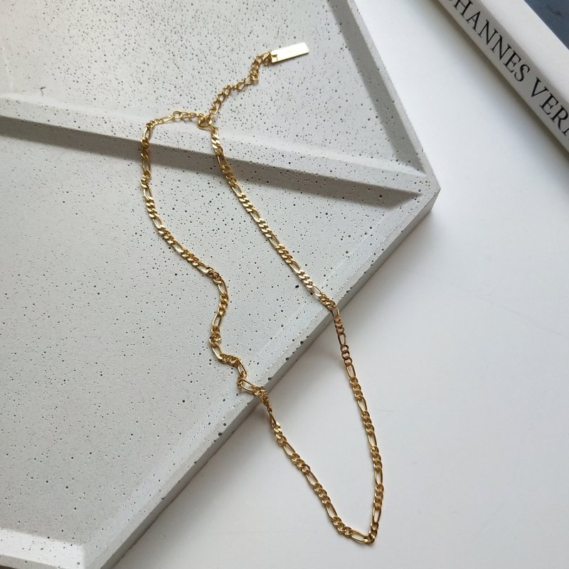 Jewelry 925 Sterling Silver Irregular Chain Body Gold Necklace Short Neck Chain Necklace