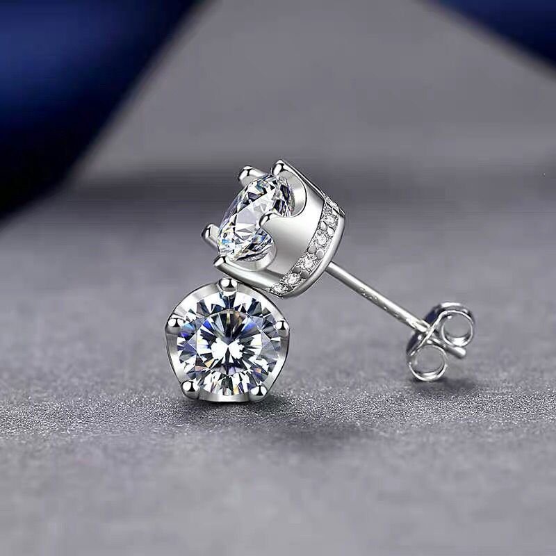 Simple Crown Silver Needle Stud Earrings Trend New Women's Diamond Earrings Earrings