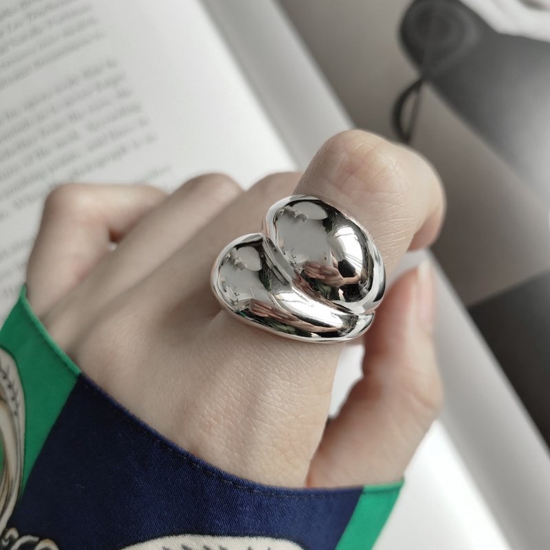 925 sterling silver ring net red with the same personality niche cold wind ring female minimalist index finger open ring